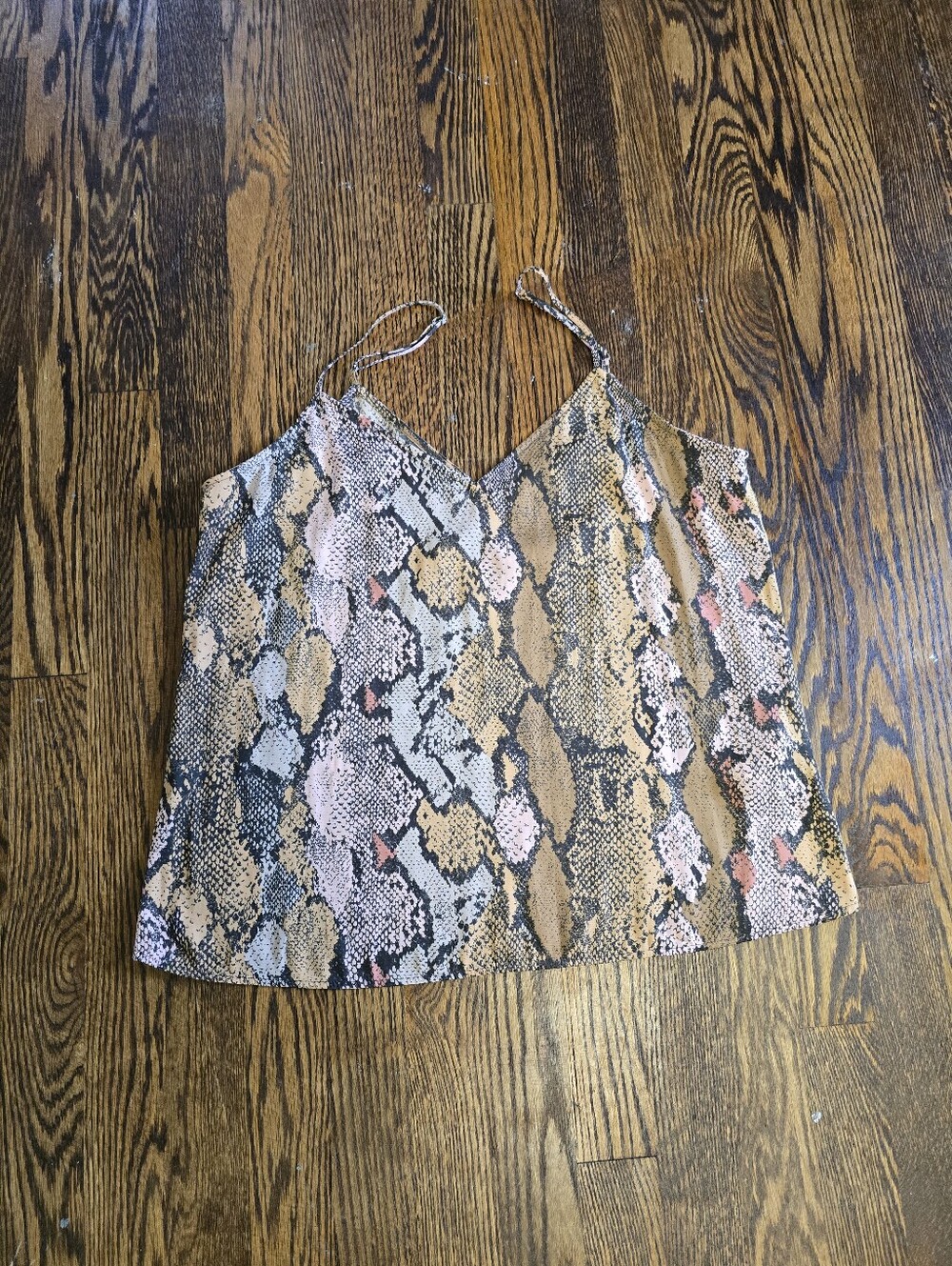 Banana Republic Snake Print Silky Camisole Tank Pink Tan Size Medium